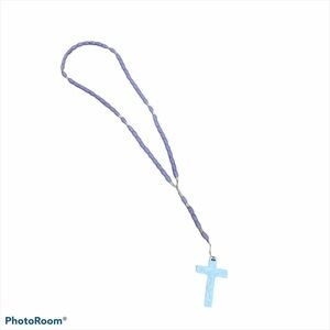Vintage Pastel Purple Beaded Plastic Rosary Cross